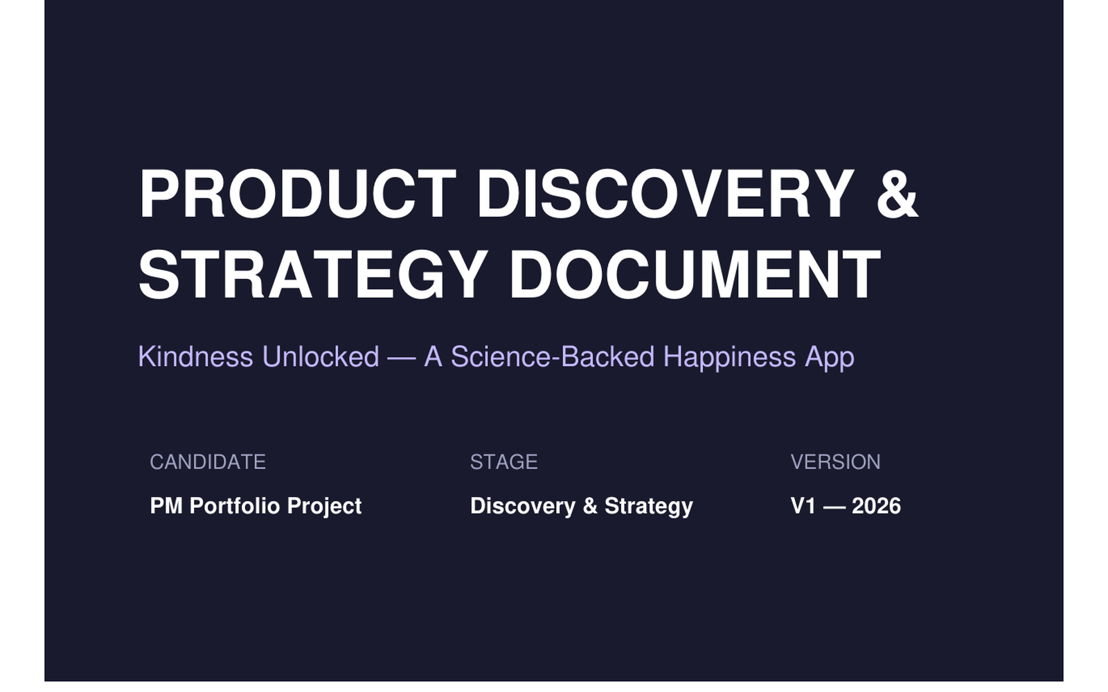 Kindness Unlocked early product discovery and strategy document